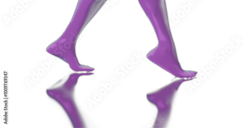 Image of female legs reflected on a black surface consisting of many hexagons. Vector illustration.