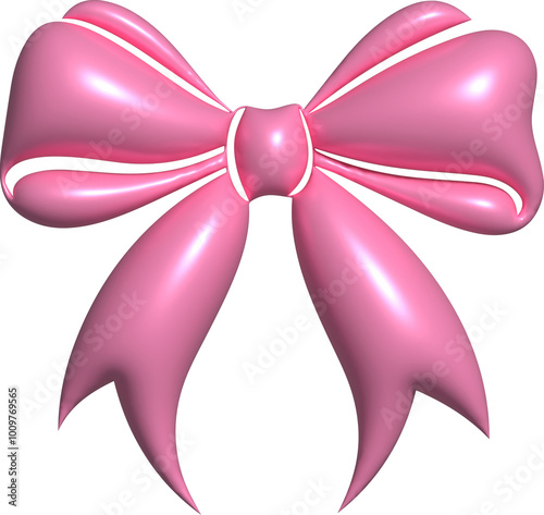 3d pink bow isolated on white background