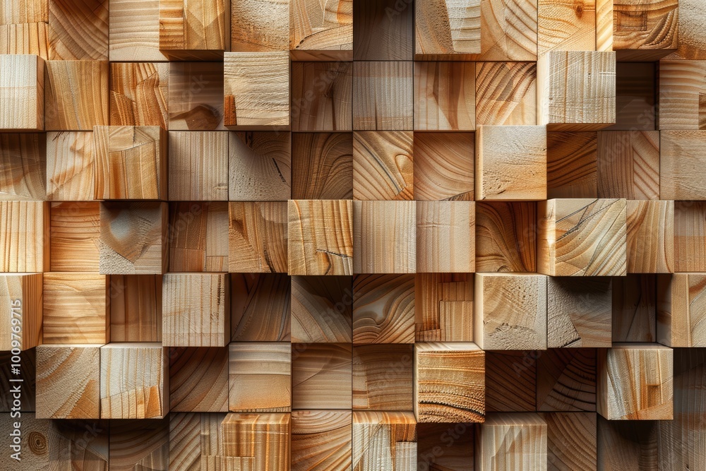 Wooden cube background with volumetric drawing of identical cubes. Wooden cube background with volumetric drawing of identical cubes.