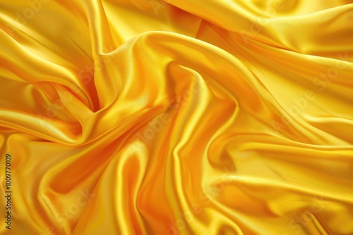 Yellow silk satin draped fabric for luxury design templates.