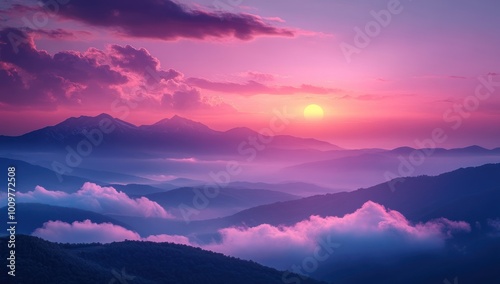 Majestic Sunset Over Mountains