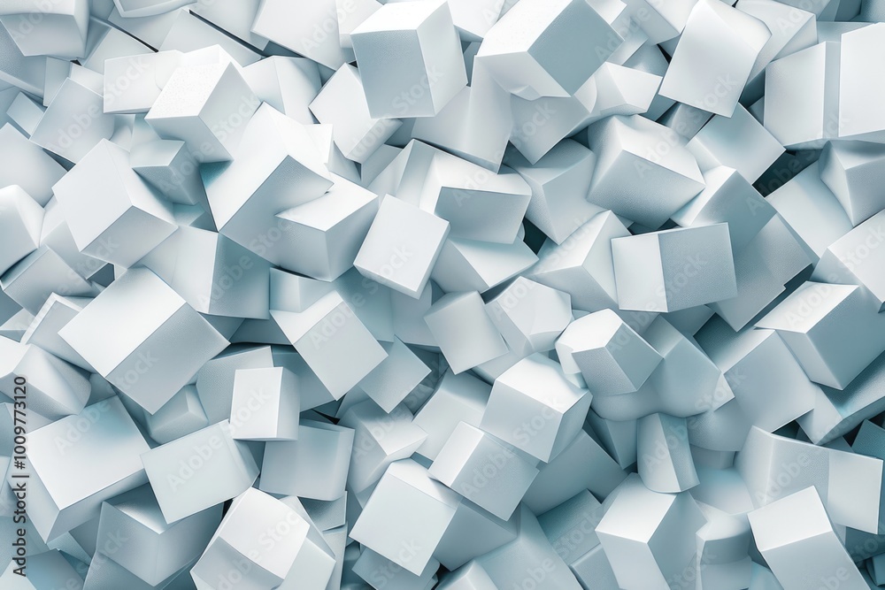 Abstract image  geometric background with white shapes  three dimensional effect