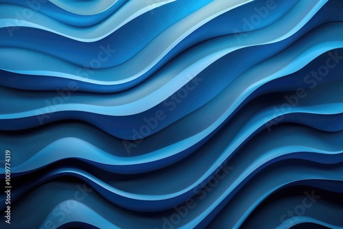 Blue neon color strip wave paper. Abstract texture horizontal background.