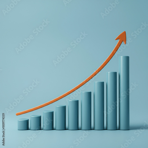 A graph depicting financial growth with ascending lines and bar charts.