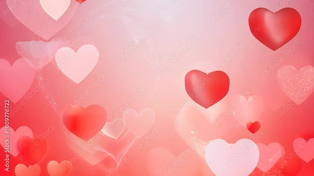 Floating red and white hearts create a romantic atmosphere against a soft gradient background with bokeh effects. Perfect for enhancing various romantic projects and celebrations Floating red and white hearts create a romantic atmosphere against a soft gradient background with bokeh effects. Perfect for enhancing various romantic projects and celebrations