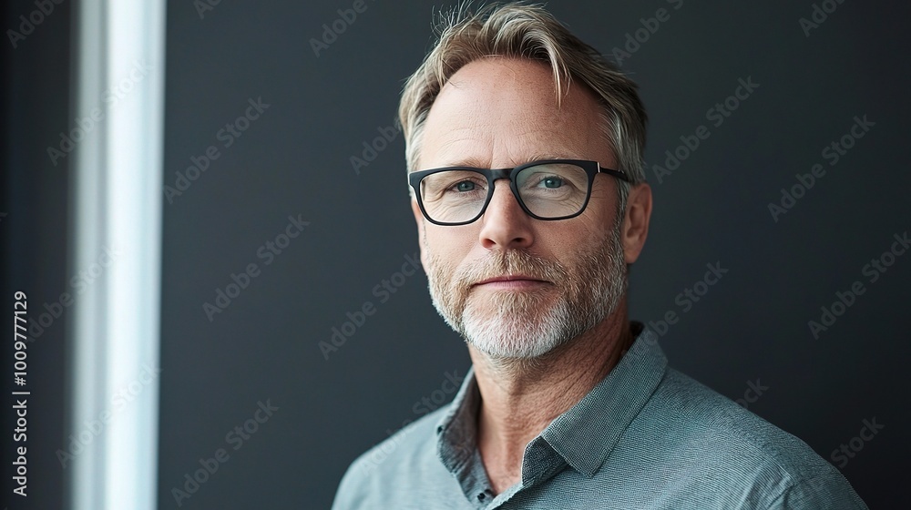 Confident Businessman Portrait in Gray Attire Confident Businessman Portrait in Gray Attire