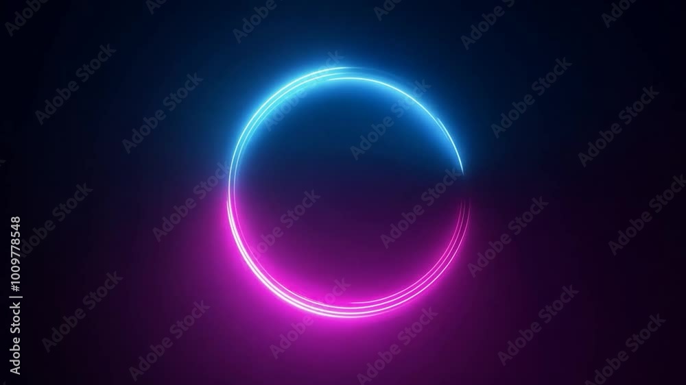 Bright neon circle is forming, drawing itself on a black background. Great visual to illustrate loading, buffering, waiting time or a countdown Bright neon circle is forming, drawing itself on a black background. Great visual to illustrate loading, buffering, waiting time or a countdown