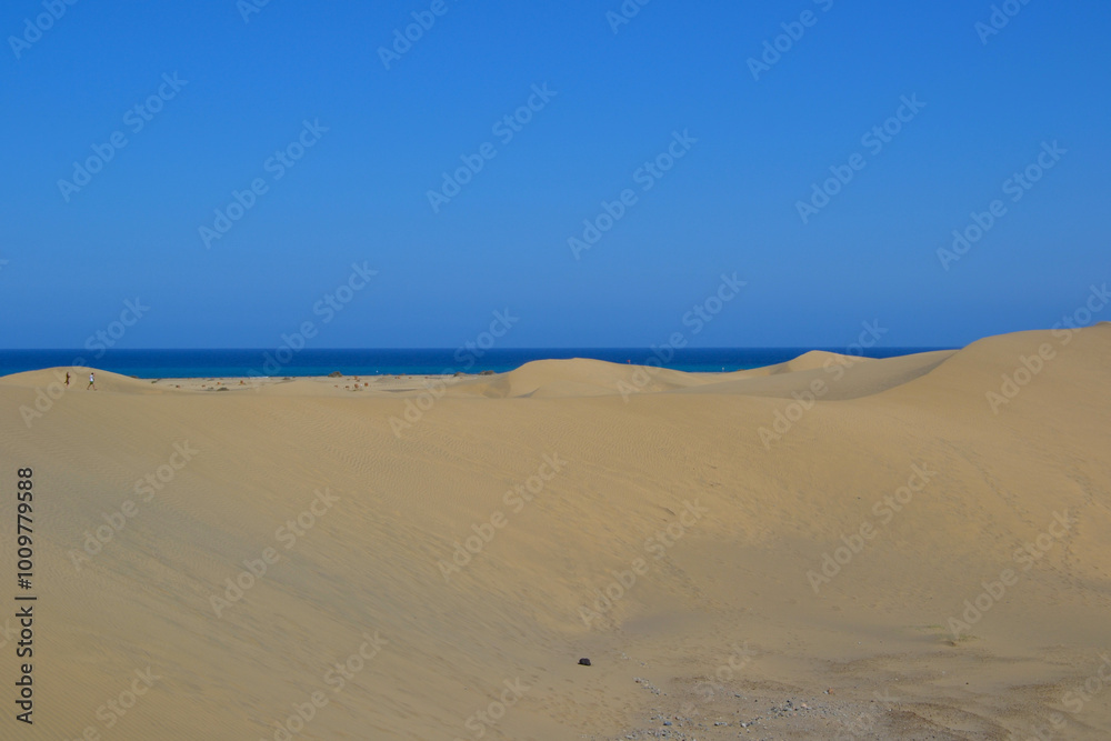 The Maspalomas Dunes (spanish: Dunas de Maspalomas). Sand dunes located on the south coast of the island of Gran Canaria, Spain The Maspalomas Dunes (spanish: Dunas de Maspalomas). Sand dunes located on the south coast of the island of Gran Canaria, Spain