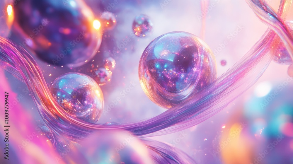 Abstract 3D Render of Shiny Orbs in Purple and Pink Abstract 3D Render of Shiny Orbs in Purple and Pink