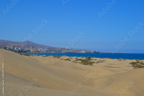 The Maspalomas Dunes (spanish: Dunas de Maspalomas). Sand dunes located on the south coast of the island of Gran Canaria, Spain