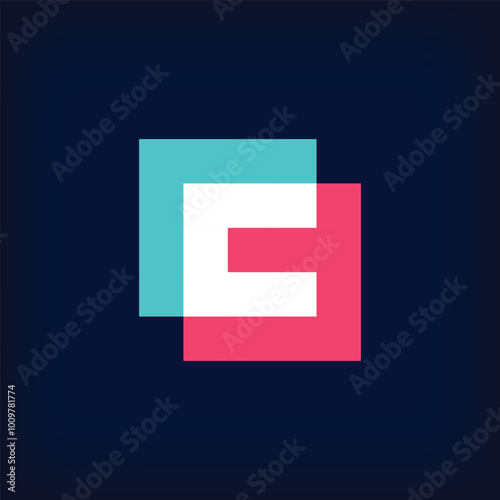 Unique square exchange C letter form logo design. Geometric corporate identity design.