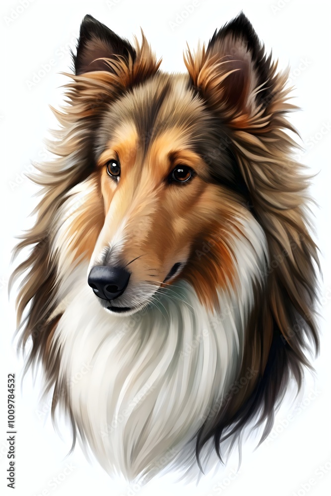Clever Collie Puppy Portrait Realistic Fur Detail Expressive Eyes Clever Collie Puppy Portrait Realistic Fur Detail Expressive Eyes