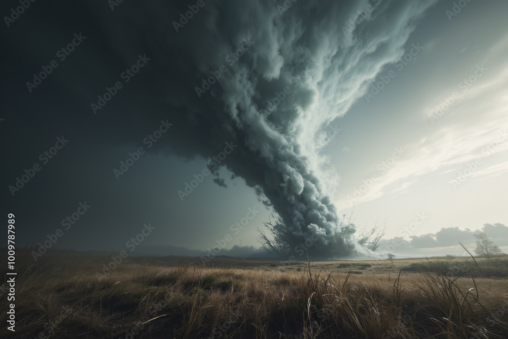 a large plume of smoke rising from a large cloud. a large plume of smoke rising from a large cloud.