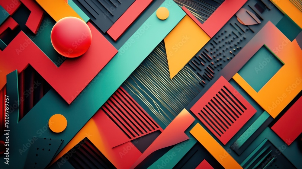 Abstract Geometric Pattern with Bright Colors Abstract Geometric Pattern with Bright Colors