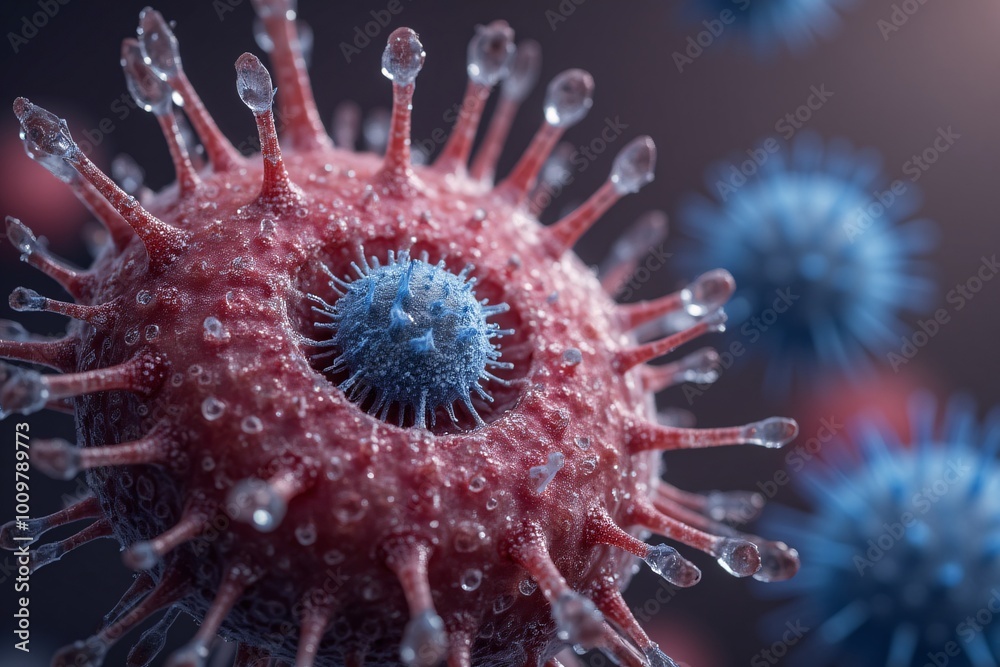 a virus is being charged in a cell. a virus is being charged in a cell.