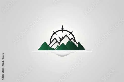 minimalist mountain landscape icon symbolizing the beauty of nature and outdoor adventure photo