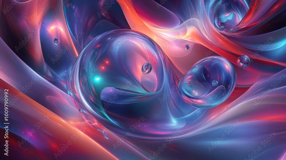 Abstract Digital Artwork with Glowing Spheres Abstract Digital Artwork with Glowing Spheres