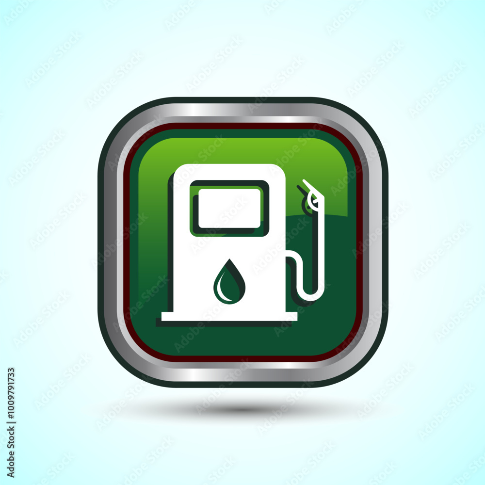 Fuelling Sign Icon Design Illustration, Fuel Icon For Apps and Websites, Green Color Square Button Design Fuelling Sign Icon Design Illustration, Fuel Icon For Apps and Websites, Green Color Square Button Design