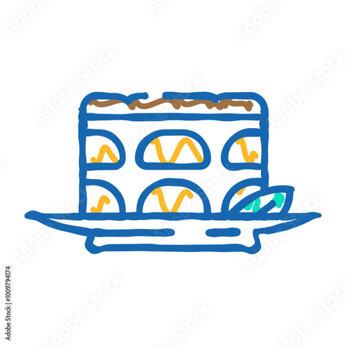 tiramisu dessert italian cuisine doodle icon sketch vector. tiramisu dessert italian cuisine sign. isolated symbol illustration