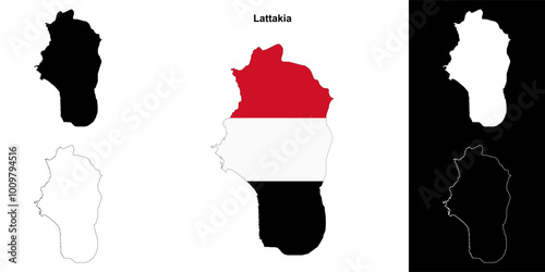 Lattakia governorate outline map set