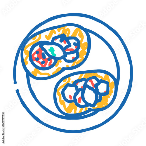 bruschetta appetizer italian cuisine doodle icon sketch vector. bruschetta appetizer italian cuisine sign. isolated symbol illustration