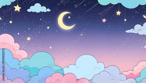 Night Sky with Clouds and Stars