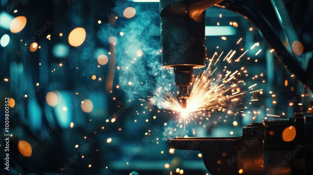 Fototapeta premium Industrial Welding with Sparks