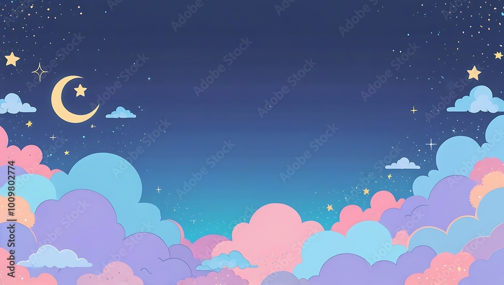 Pastel Clouds and Stars Night Sky Background Pastel Clouds and Stars Night Sky Background