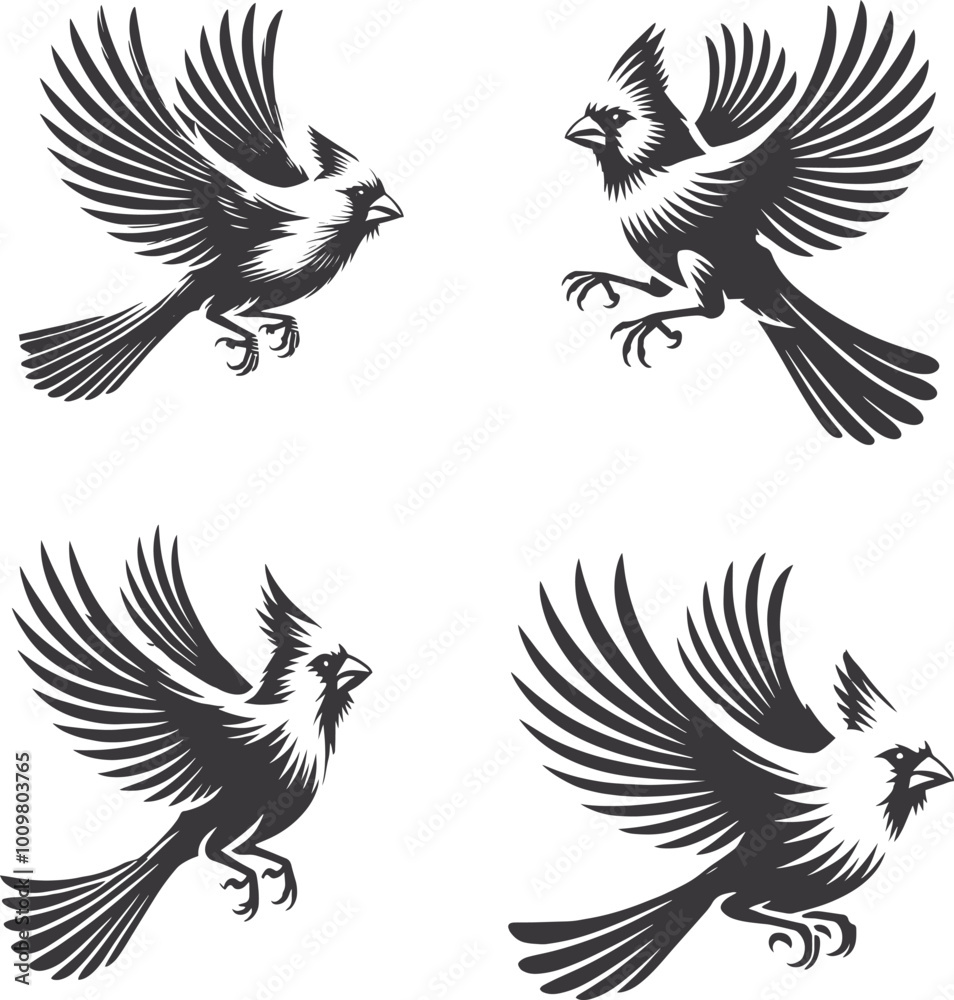 Obraz premium Elegant Northern Cardinal in Flight: Captivating Wildlife Illustration