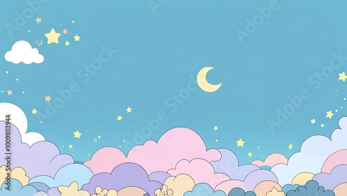 Dreamy Night Sky with Clouds and Stars