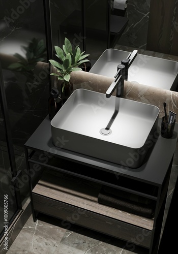 A modern and luxurious bathroom - commercial style photoshoot.