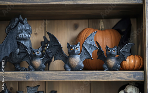 Charming Halloween Bat Decorations Perfectly Crafted with Adorable Pumpkins to Enhance Your Space photo