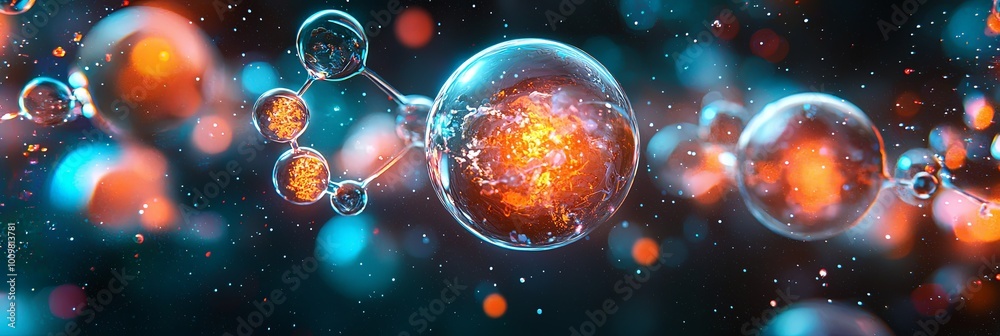 Intricately connected molecular bonds shown in a dynamic, colorful visual, illuminating the complex beauty of atomic interactions in a vivid scientific art form.