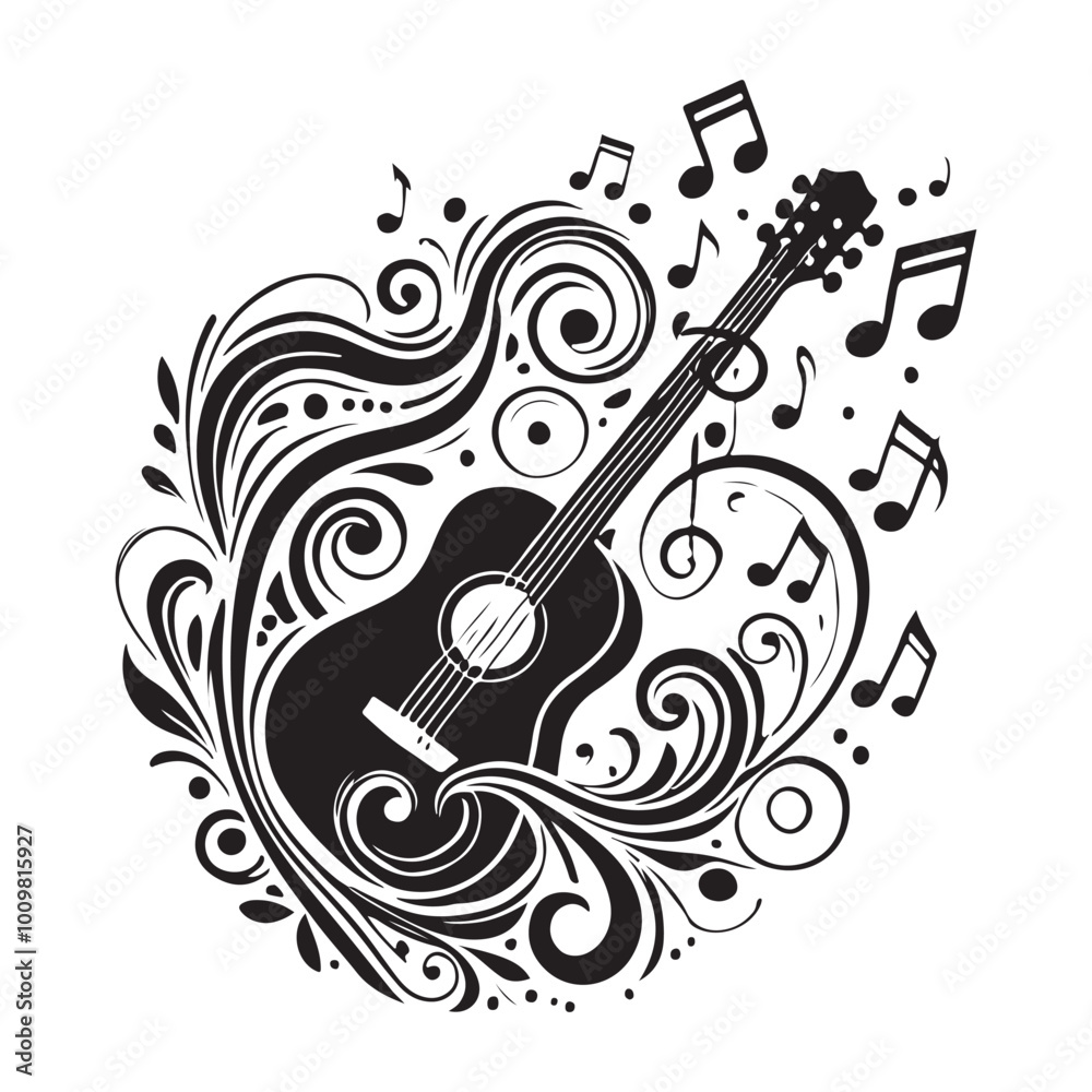 Obraz premium Ornamental Acoustic Guitar Art