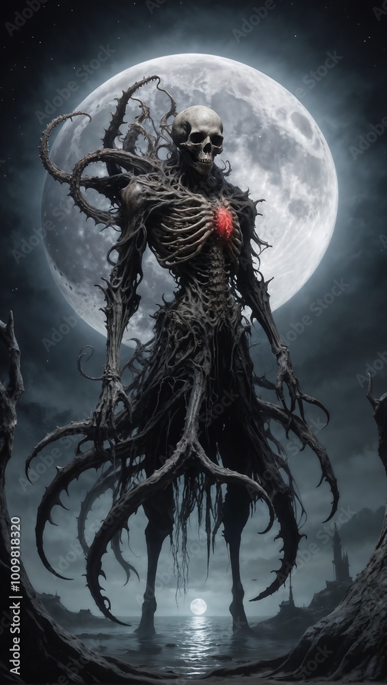 Mythical Creature Sea Monster Under The Full Moon Mythical Creature Sea Monster Under The Full Moon