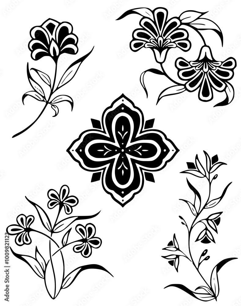 Fototapeta Floral flower decorative ornament vector SVG