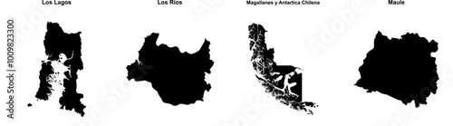 Los Lagos, Los Rios, Magallanes y Antartica Chilena, Maule outline maps