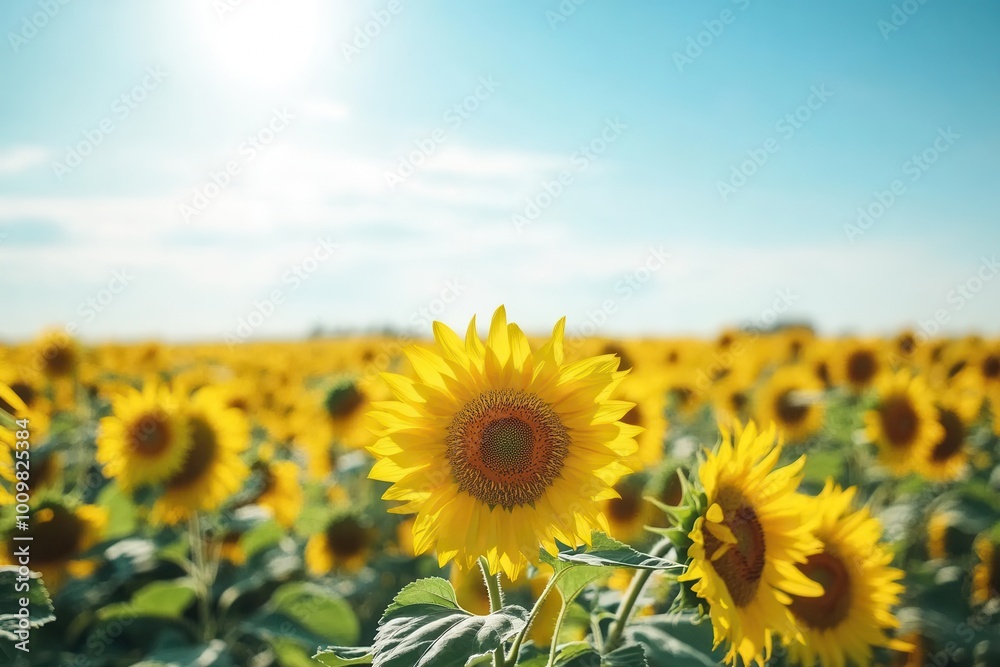 A vibrant field of sunflowers under a bright blue sky, showcasing nature's beauty. A vibrant field of sunflowers under a bright blue sky, showcasing nature's beauty.