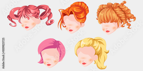 Beautiful hairstyle blonde hair woman modern fashion for assortment.