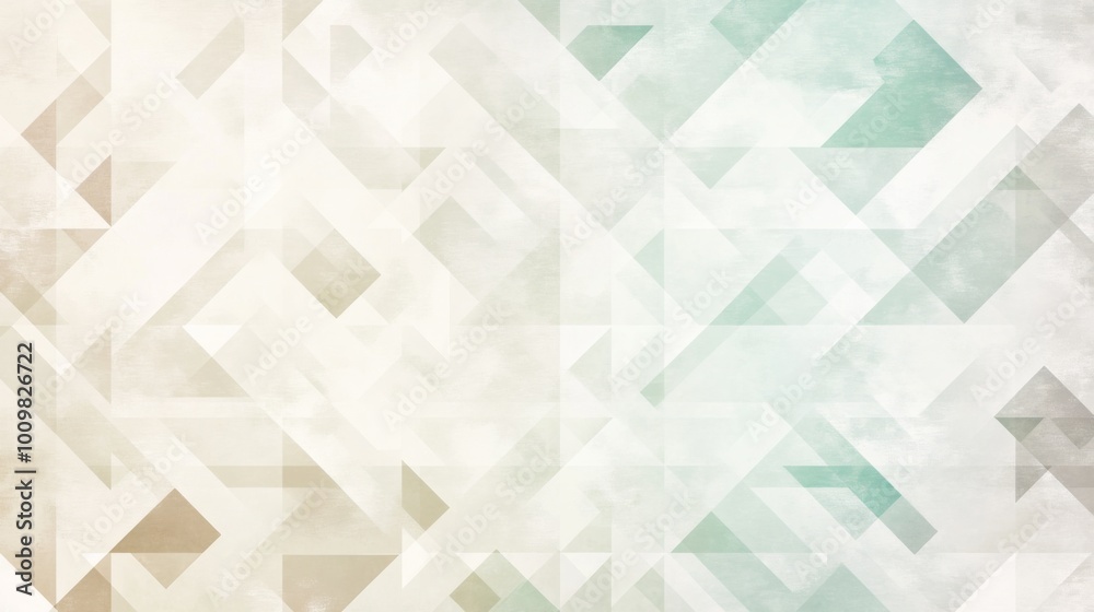 Fototapeta premium Abstract Geometric Shapes in Neutral Tones on Textured Paper, Featuring Muted Green and Beiges with Subtle Gradients 