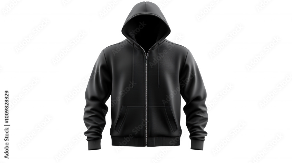 Black Hoodie on Black Background isolated on Transparent Background PNG