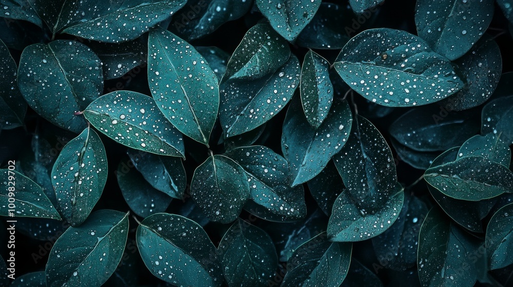 Obraz premium Leaves with drops of water. Can be used as a background.