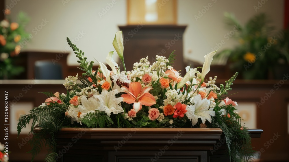 Naklejka premium stage with colourful flowers