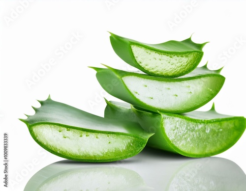 Wallpaper Mural aloe vera, pieces of aloe vera on white background, cosmetic use, beauty and health Torontodigital.ca