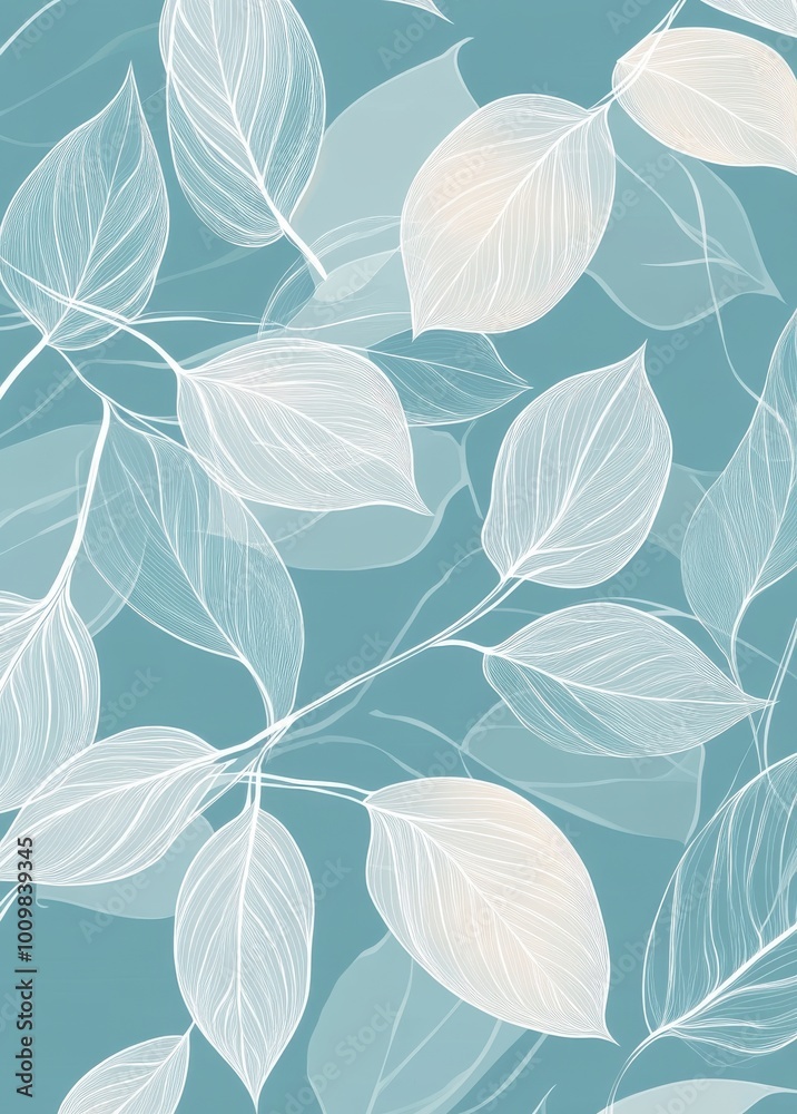 Fototapeta premium simple line drawing of an abstract plant, with delicate lines forming the shape of the leaves