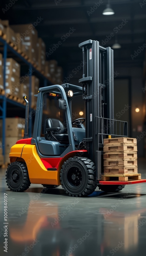 forklift carrying load inside warehouse forklift carrying load inside warehouse