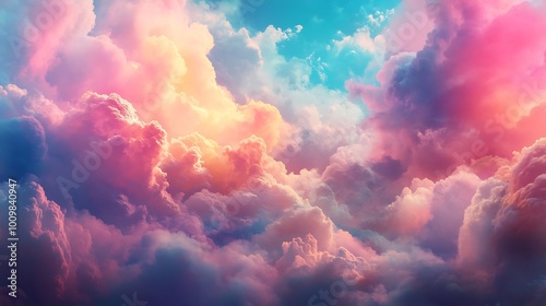 Colorful Abstract Art Featuring Whimsical Clouds and Vibrant Skies neon color photo