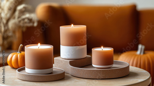 This Delightful and Cozy Autumn Candle Arrangement is Featuring Lovely and Charming Little Pumpkins