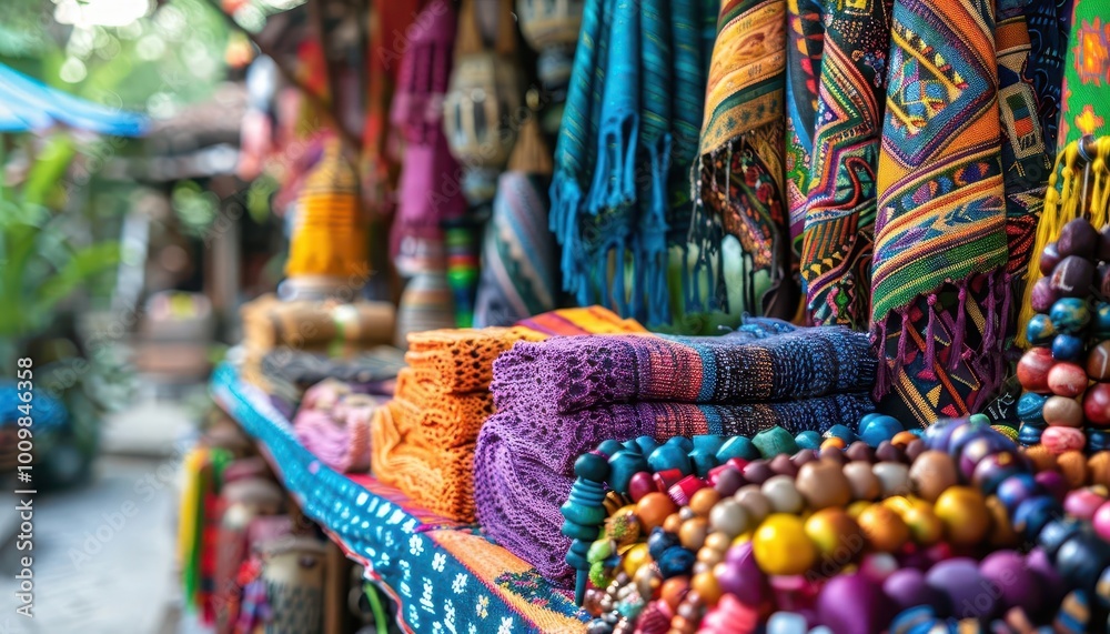 Obraz premium Craft market with handmade goods, vibrant and inviting, Urban, Bright hues, Photograph, Creative market