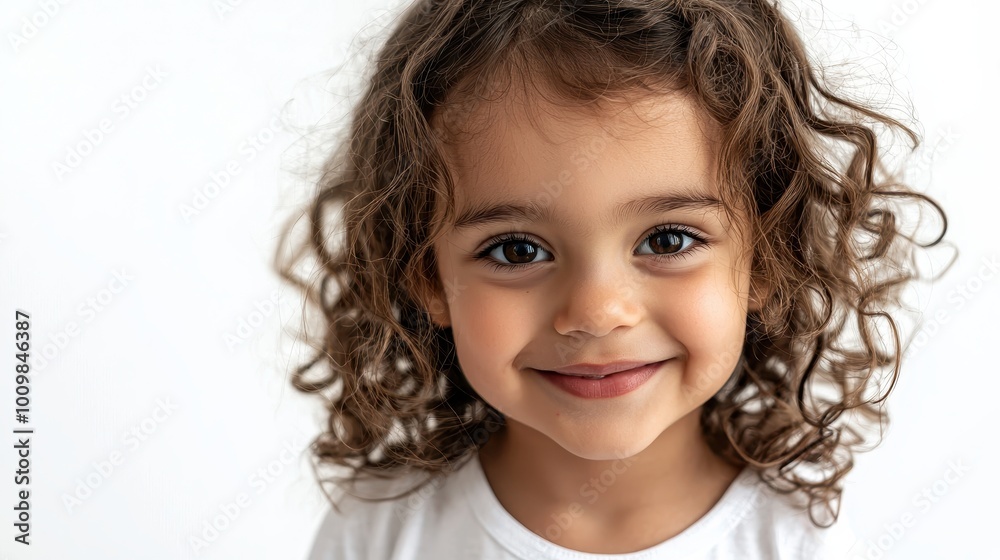 Happy Child Smiling with Curly Hair and Joyful Expression Happy Child Smiling with Curly Hair and Joyful Expression